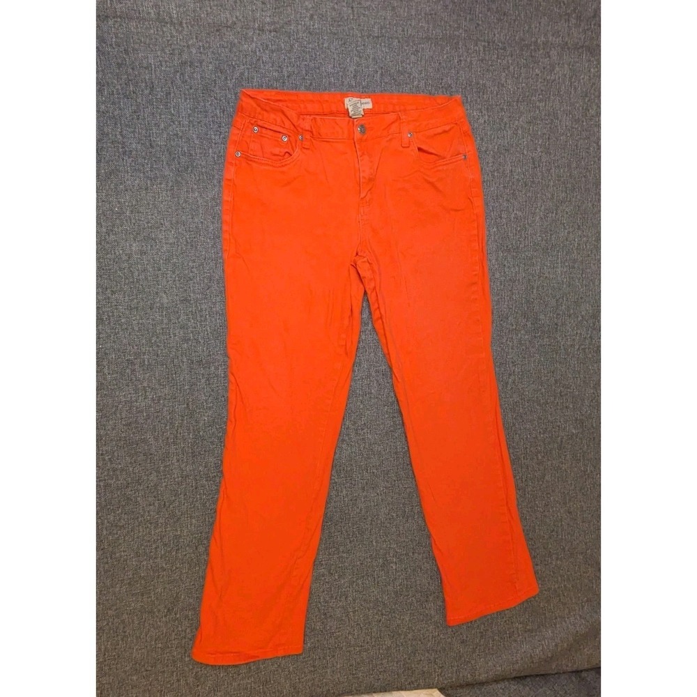Earl Jeans Women's Orange Jeans Sz 14 Regular Straight Leg Cotton Denim Jeans‎